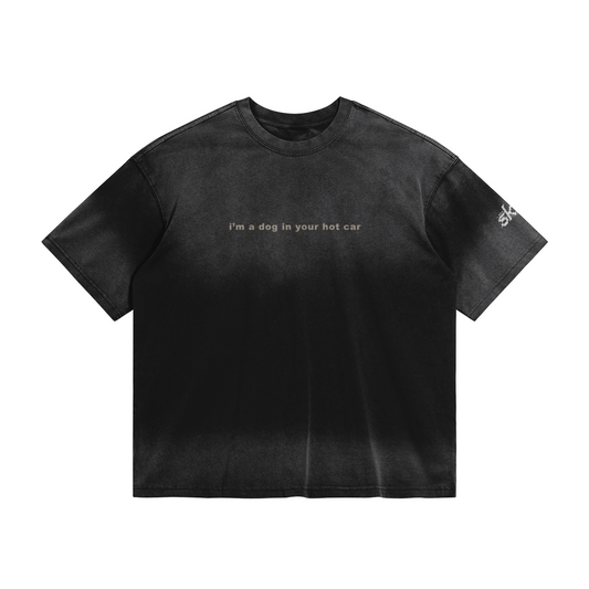 "i'm a dog in your hot car" boxy unisex tie-dye tee